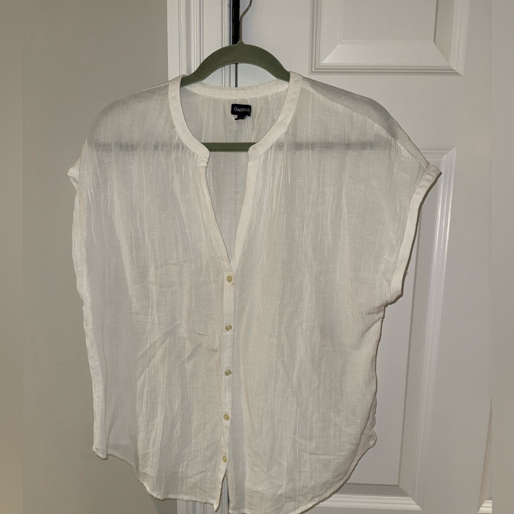 GAP Body White Linen Shirt Medium EUC